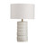 31"H Beige Ceramic Table Lamp with Natural Linen Drum Shade