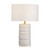 31"H Beige Ceramic Table Lamp with Natural Linen Drum Shade