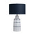 Navy and White Striped Ceramic Table Lamp with Shade