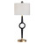 38.75"H Resin and Metal Table Lamp with White Linen Shade