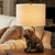 19"H Resin Bulldog Table Lamp with Linen Shade