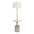 Cream Wood & Natural Rattan Floor Lamp with Natural Linen Shade