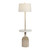 Cream Wood & Natural Rattan Floor Lamp with Natural Linen Shade