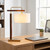 84" Brown and Gold Metal Table Lamp with White Linen Shade