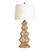 33"H Rattan Table Lamp with Cream Linen Shade