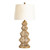 33"H Rattan Table Lamp with Cream Linen Shade