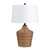 28"H Rattan Table Lamp with White Linen Shade