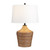 28"H Rattan Table Lamp with White Linen Shade
