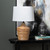 28"H Rattan Table Lamp with White Linen Shade