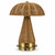 13.25"H Brown Rattan Dome Table Lamp with Brass Metal Base, Touch Switch
