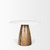 Allyson 42" Round Brown Wood Pedestal w/Banswara White Marble Top Dining Table