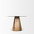 Allyson 42" Round Brown Wood Pedestal w/Banswara White Marble Top Dining Table