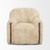 Huntley Cream Faux Fur Fabric Swivel Accent Chair