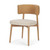 Motley Curved Open Back Cream Fabric and Tan Leather Dining Chair