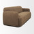 Saga Textured Brown Plush Fabric 3 Seater Sofa