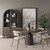 Sloan 80.5H Dark Brown Wood W/Black Metal Arched Curio Cabinet