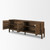 Trellyn Dark Brown Solid Wood 4-Door w/ Carved Woven Doors Closed Sideboard