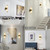 14 in. 2-Light Brass Modern Natural Alabaster Wall Sconce