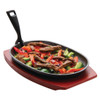 Olympia Cast Iron Oval Sizzler with Wooden Stand 280mm CC310