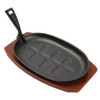 Olympia Cast Iron Oval Sizzler with Wooden Stand 280mm CC310