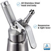 ICO Stainless Steel Whipped Cream Dispenser Silver 500ml CH037