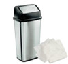 Medium Duty White Swing Bin Liner next to a Silver swing bin.