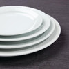 Side shot of Olympia Athena Narrow Rimmed Plates 254mm stacked together.