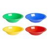 Group shot of Red, Green, Blue, and Yellow Olympia Kristallon Polycarbonate Bowls 172mm.