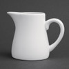 Olympia Whiteware Cream and Milk Jugs 170ml 6oz in a black background.