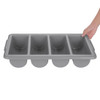 Olympia Kristallon Stackable Plastic Cutlery Tray Large in hand.