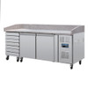 Polar U-Series Double Door Pizza Counter with Granite Top and Dough Drawers 290Ltr CT423