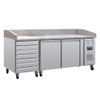 Polar U-Series Double Door Pizza Counter with Granite Top and Dough Drawers 290Ltr CT423