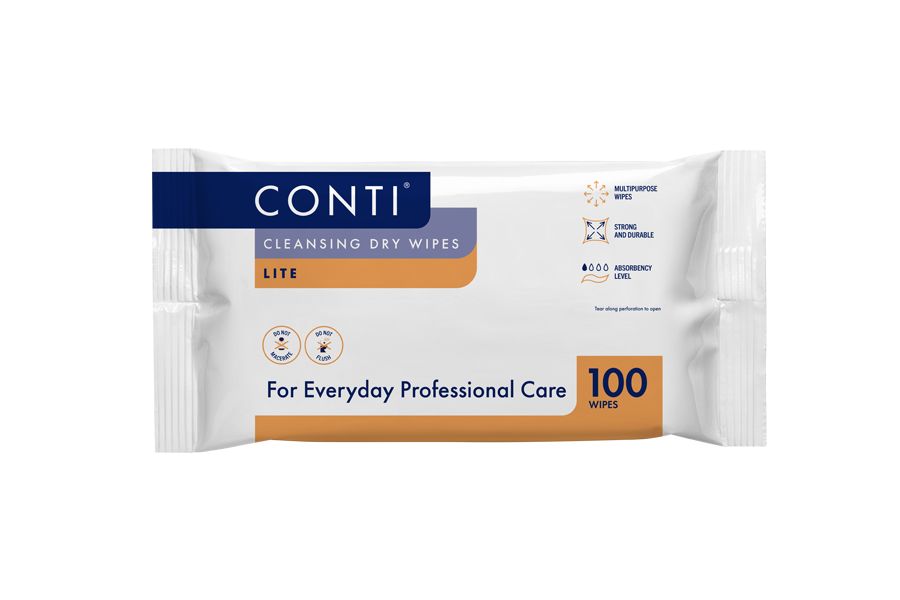 Conti Lite Patient Cleansing Dry Wipes Large 100 Pack