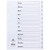 Concord Polypropylene Dividers Jan-Dec White 120GSM