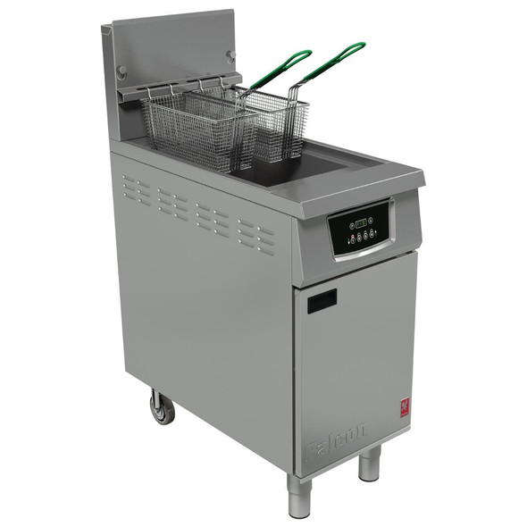 Falcon 400 Series Single Pan Twin Basket Gas Filtration Fryer Programmable with Fryer Angel Natural Gas FW770-N