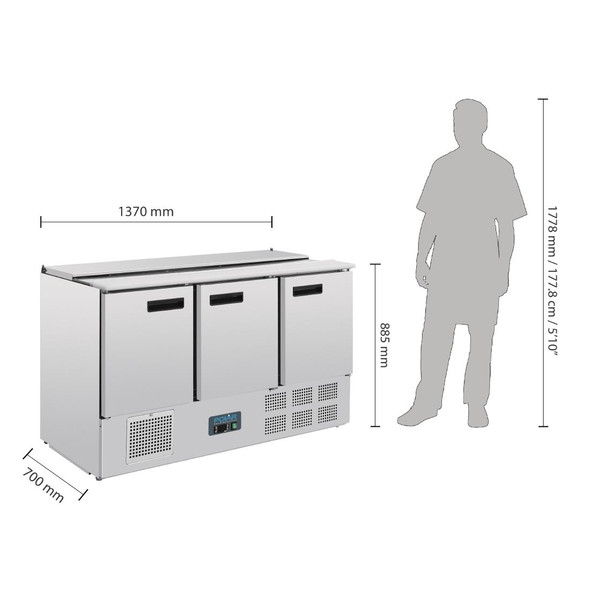 Polar G-Series Saladette Counter Fridge 368Ltr G607