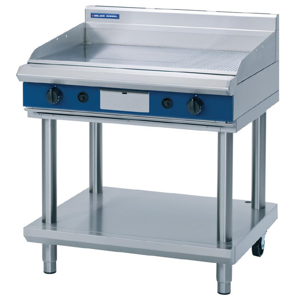 Blue Seal Evolution Chrome 1/3 Ribbed Griddle with Leg Stand LPG 900mm GP516-LS/L GK439-P