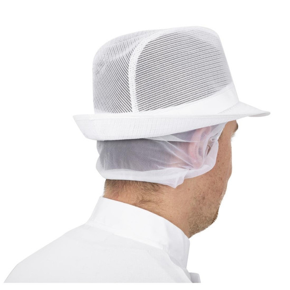 Trilby Hat with Net Snood White S A653-S