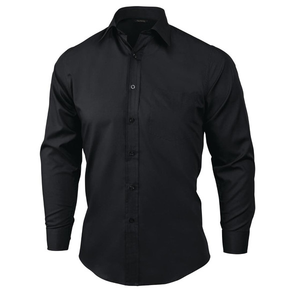Chef Works Unisex Long Sleeve Dress Shirt Black M A798-M