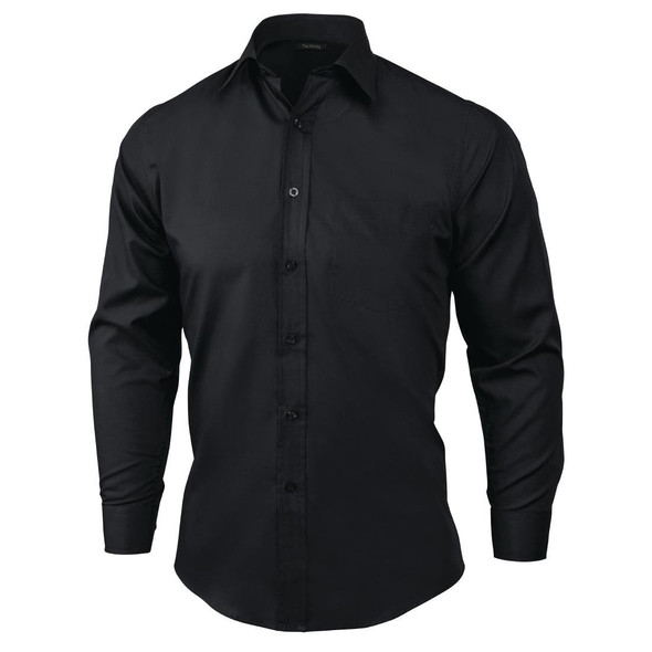 Chef Works Unisex Long Sleeve Dress Shirt Black 2XL A798-XXL