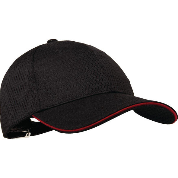 Chef Works Cool Vent Baseball Cap Black with Red A945