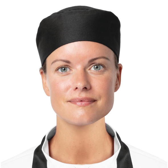 Nisbets Essentials Chef Skull Caps Black (Pack of 2) BB476