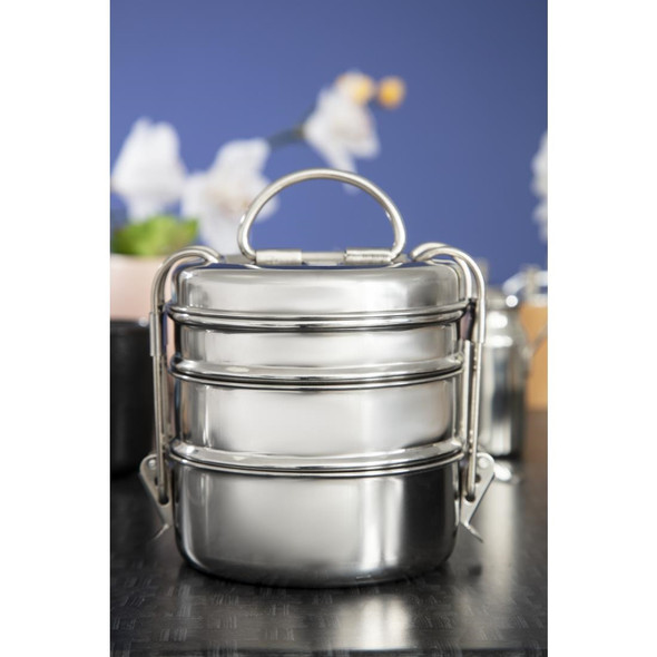 Utopia 3 Tier Tiffin Tin 115mm  (Pack of 6) CS079