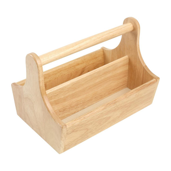 Hevea Wood Condiment Basket with Handle DL149