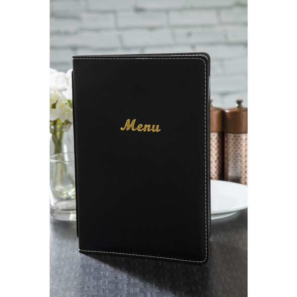 Olympia Faux Leather Menu Cover A5 Black E223