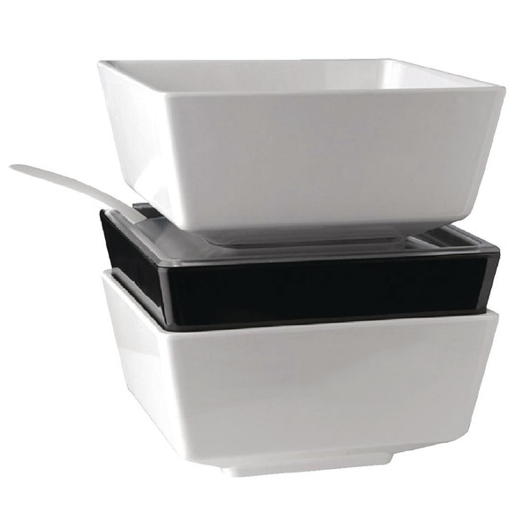 APS Float White Square Bowl 7in GF096