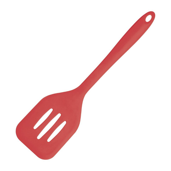 Vogue Silicone Flexible Slotted Spatula Red 31cm GL217