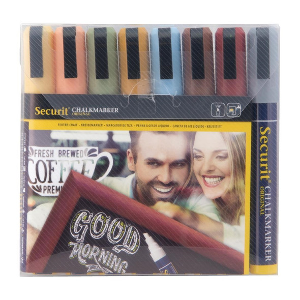 Securit 6mm Liquid Chalk Pens Assorted Earth Colours (Pack of 8) GM269