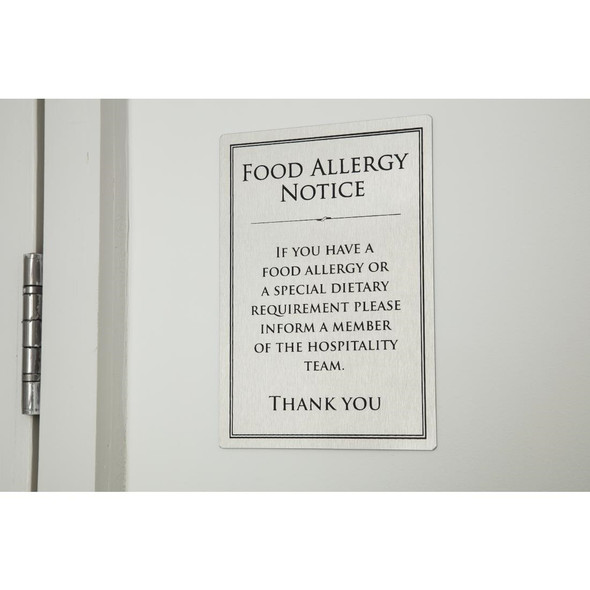 Vogue Brushed Steel Food Allergy Sign A5 GM817