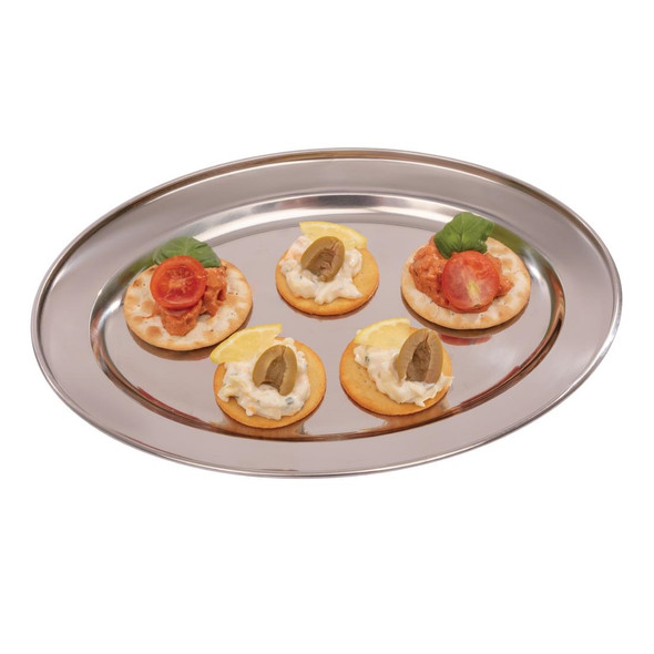 Olympia Stainless Steel Oval Serving Tray 300mm K363